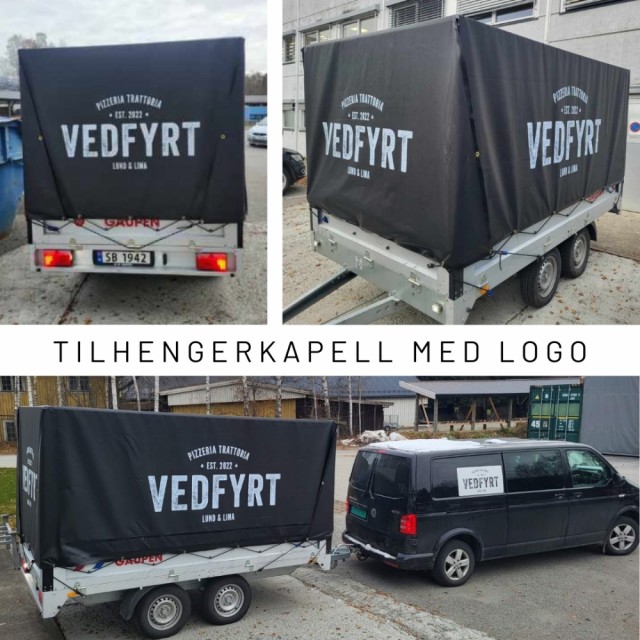 presenning- duk til tilhengerkapell med logo